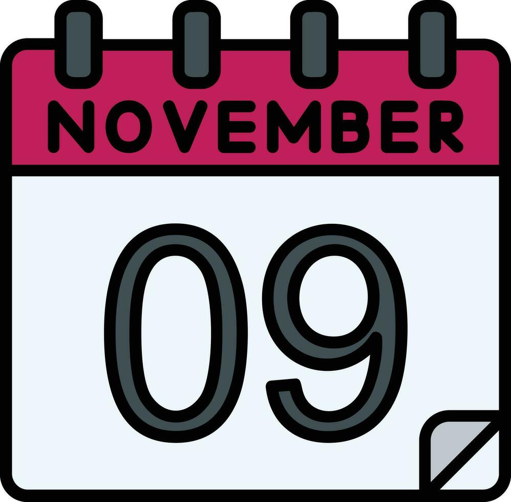 9 9 noviembre lleno icono vector