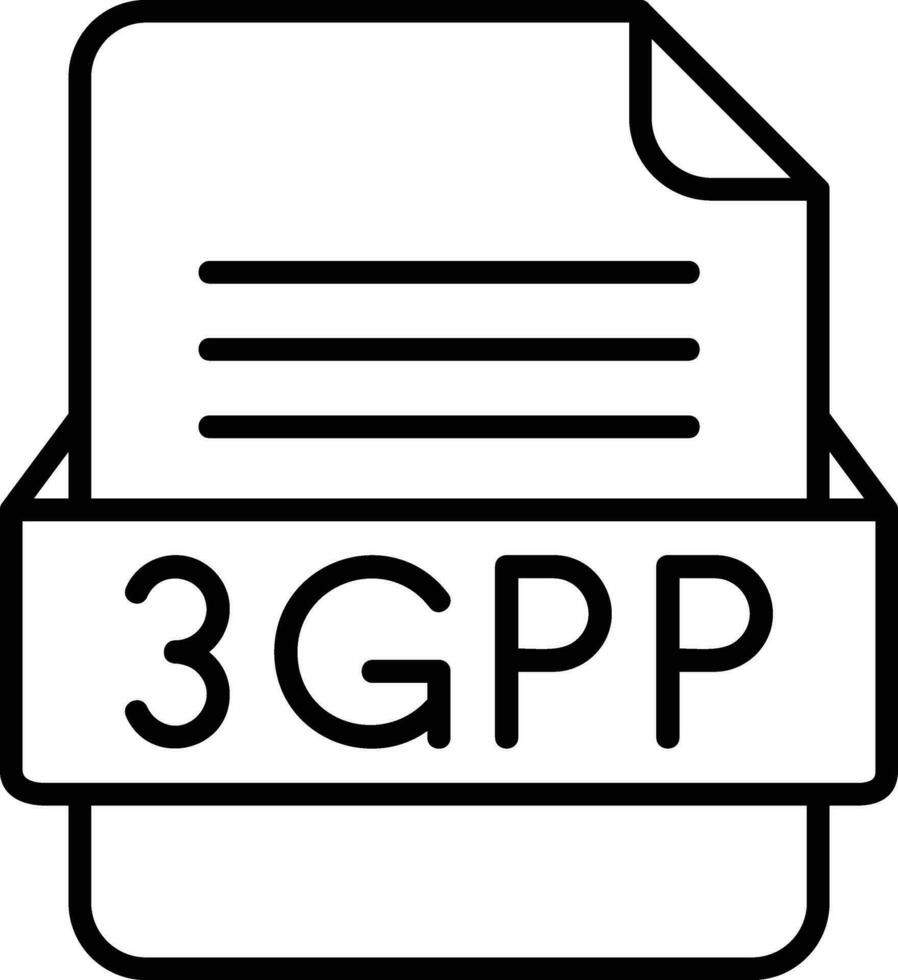 3gpp archivo formato línea icono vector