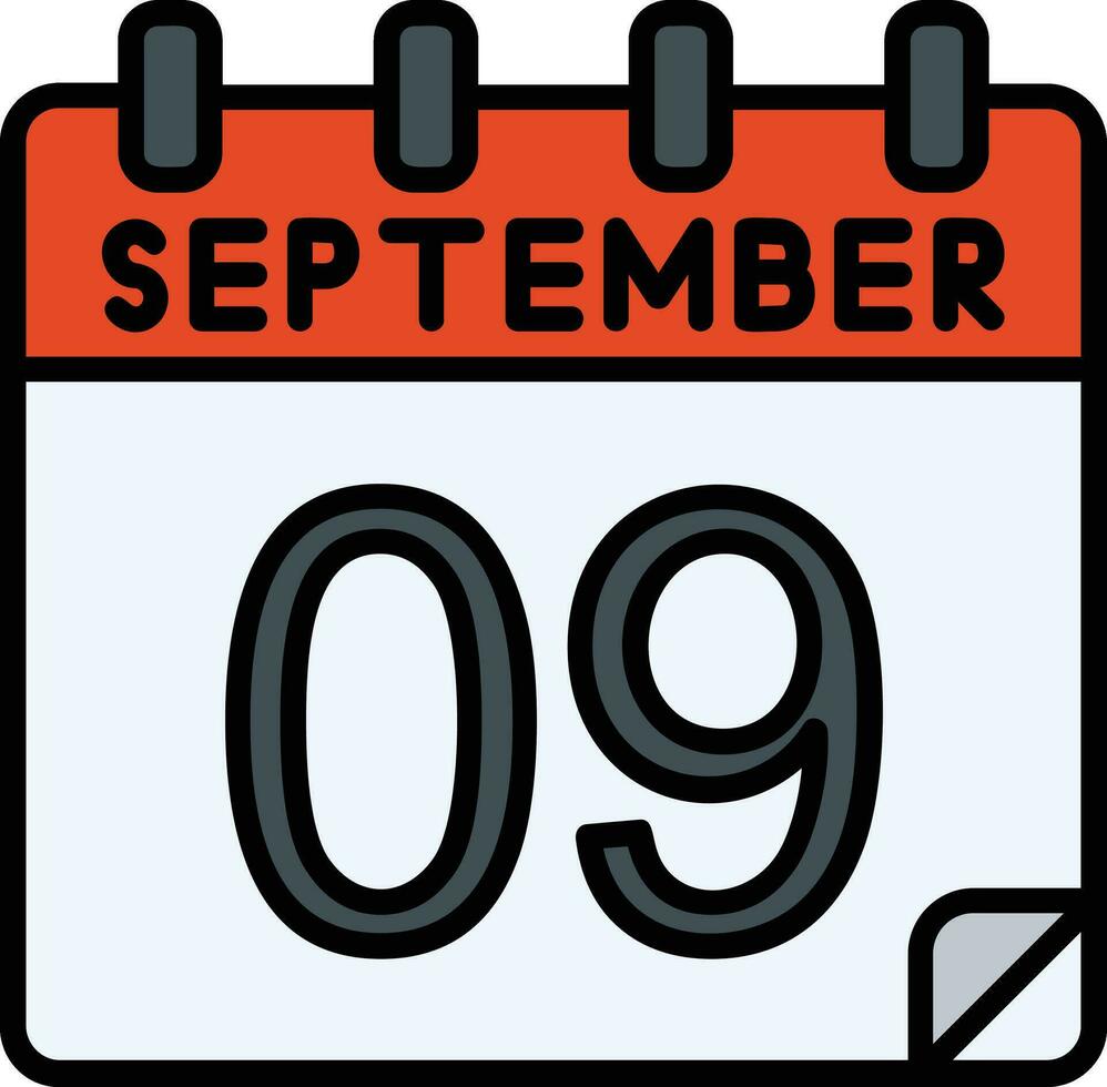 9 9 septiembre lleno icono vector