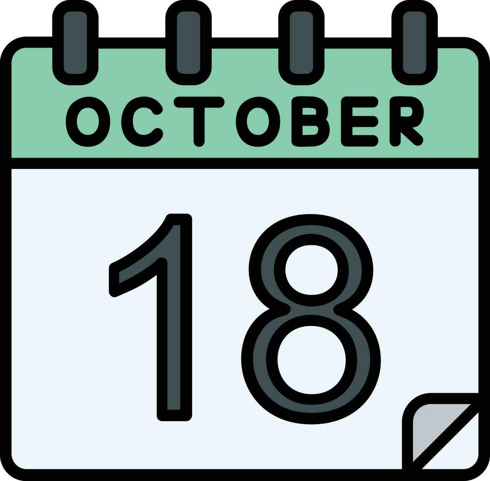 18 octubre lleno icono vector