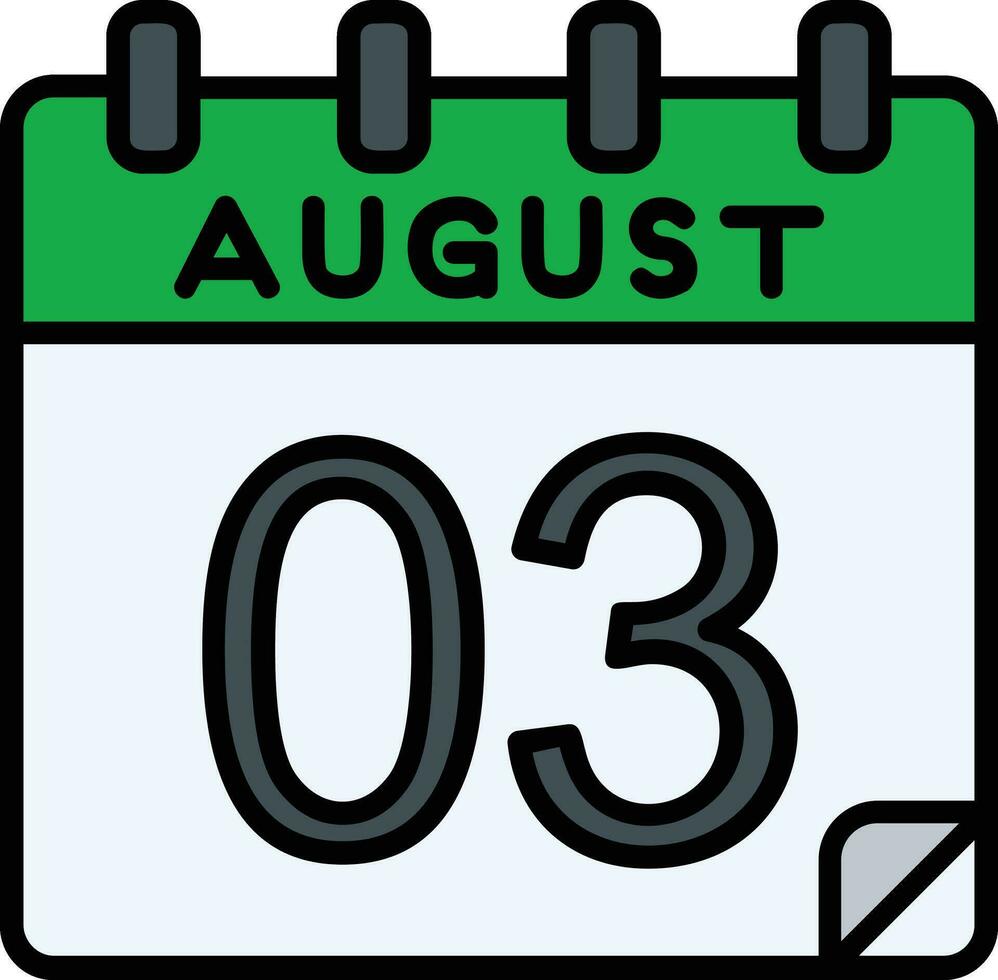 3 August Filled Icon vector