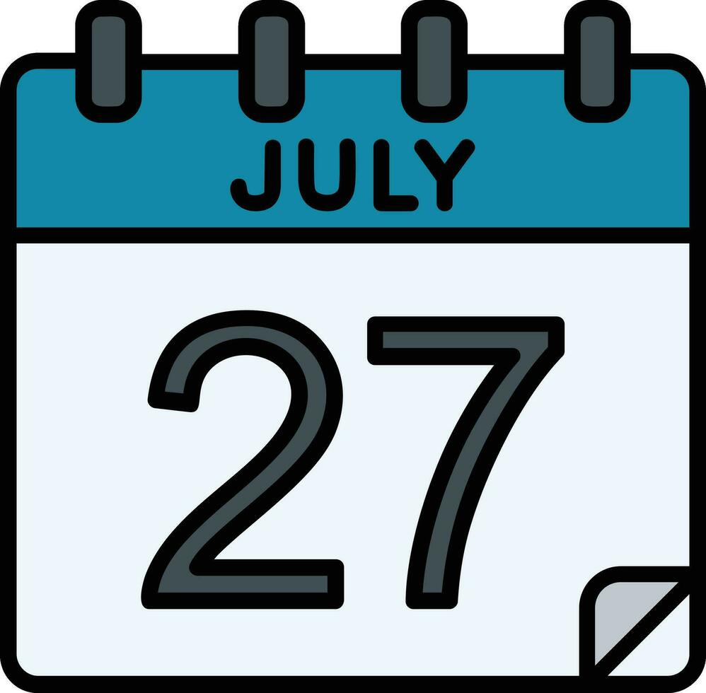 27 July Filled Icon vector