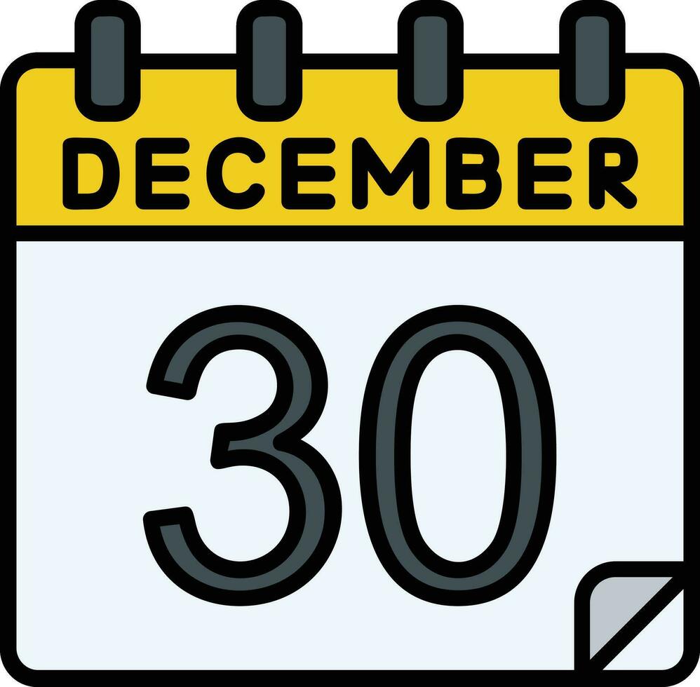 30 December Filled Icon vector