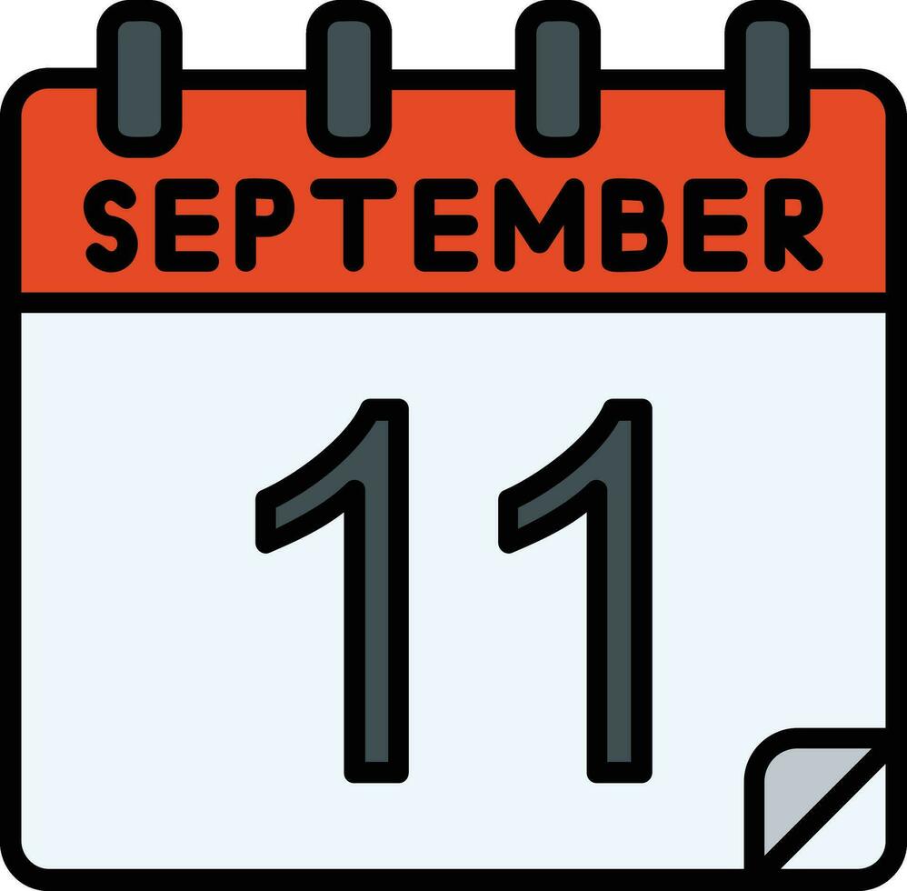 11 September Filled Icon vector