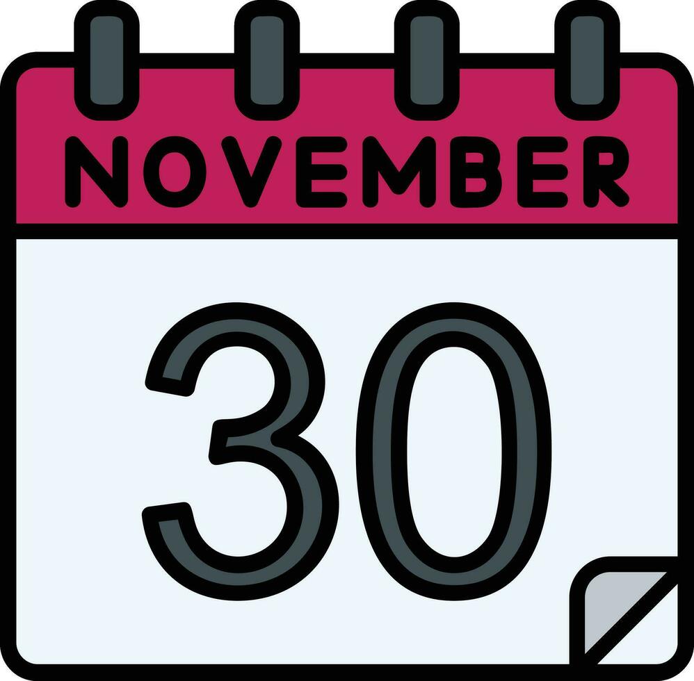30 November Filled Icon vector