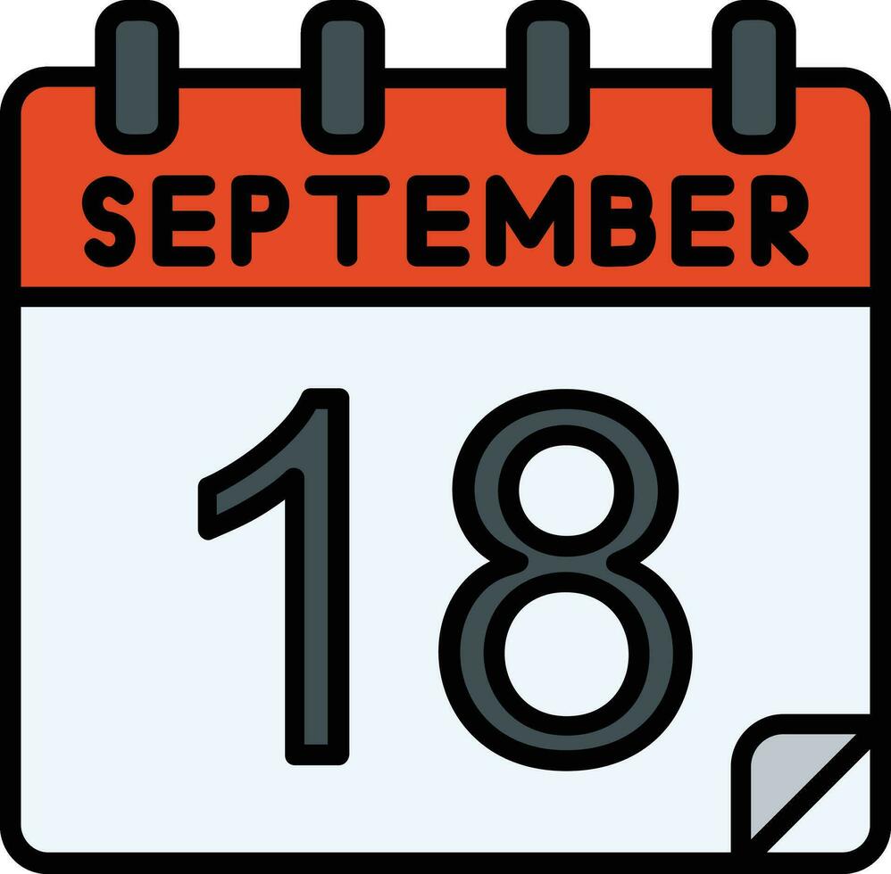 18 septiembre lleno icono vector