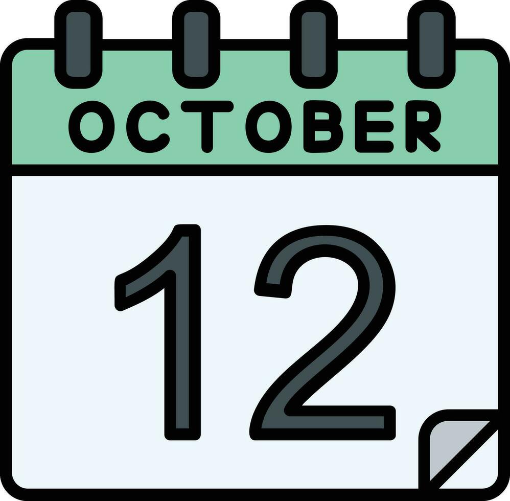 12 October Filled Icon vector