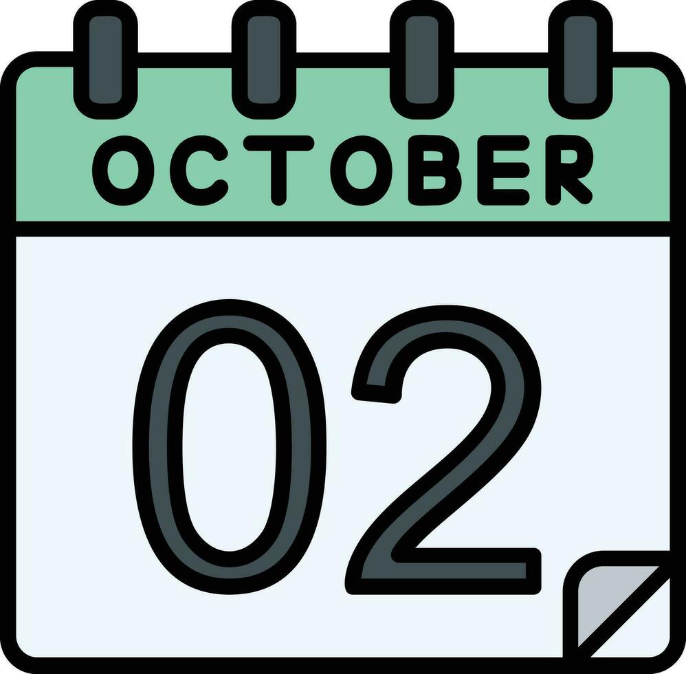 2 October Filled Icon vector