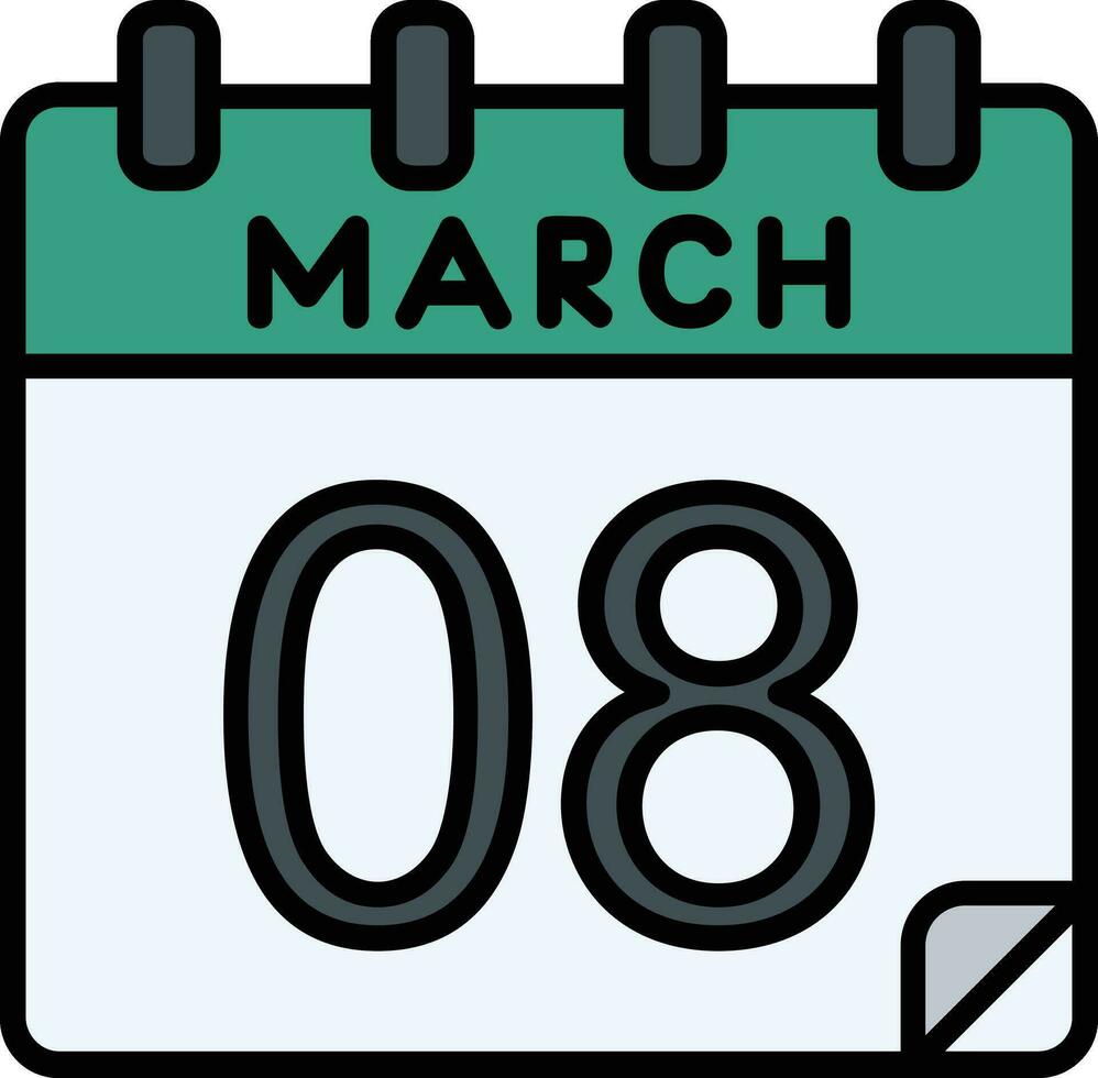 8 marzo lleno icono vector