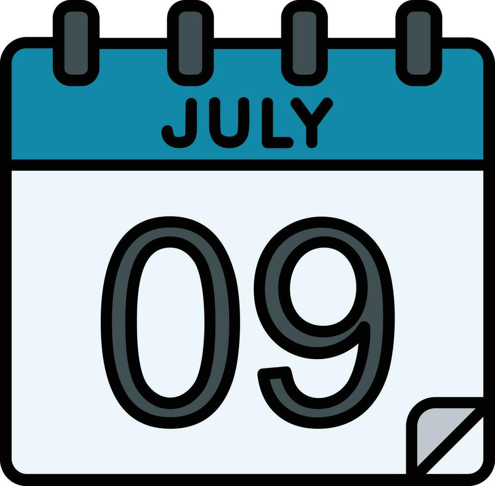 9 July Filled Icon vector