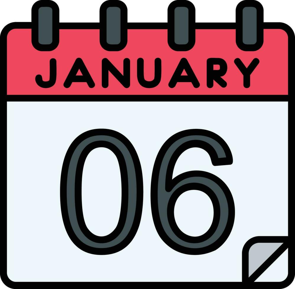 6 January Line Icon vector