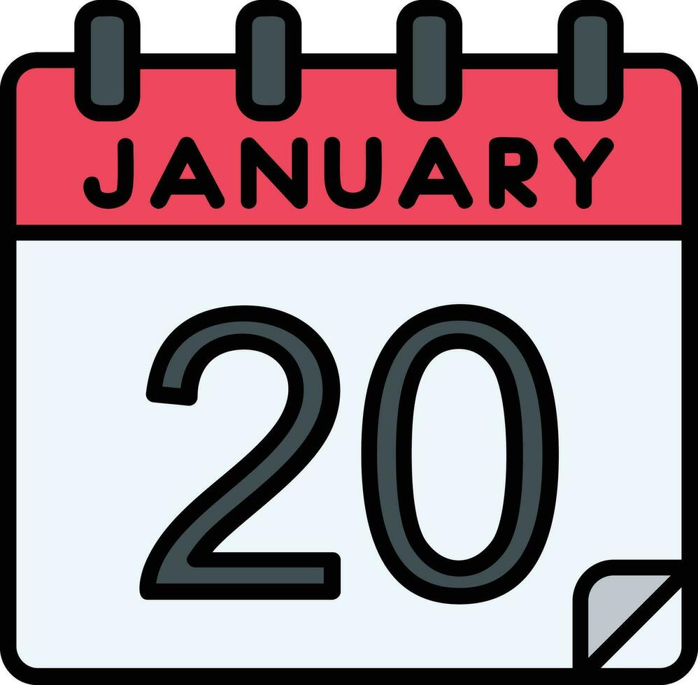 20 January Line Icon vector