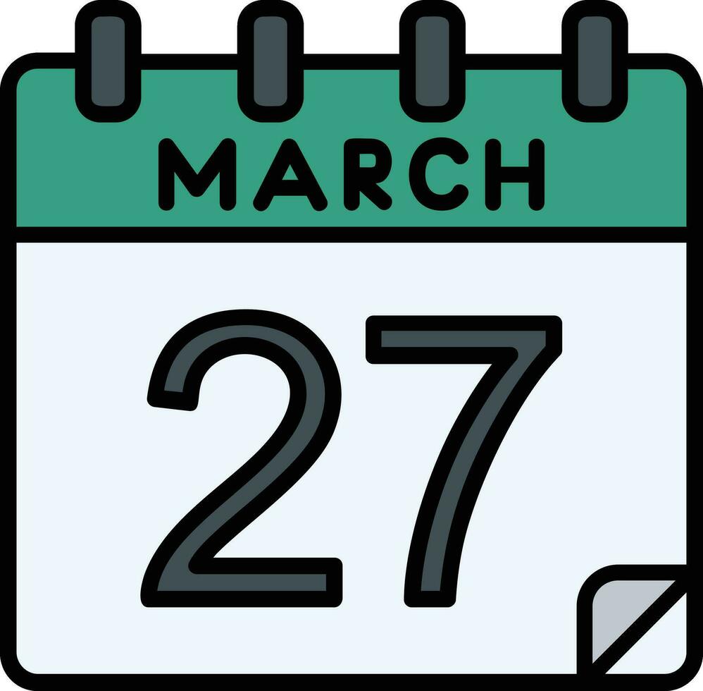 27 marzo lleno icono vector