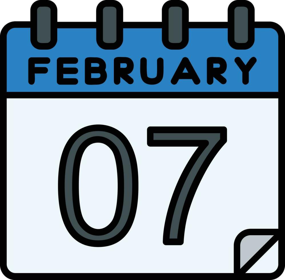 7 February Filled Icon vector