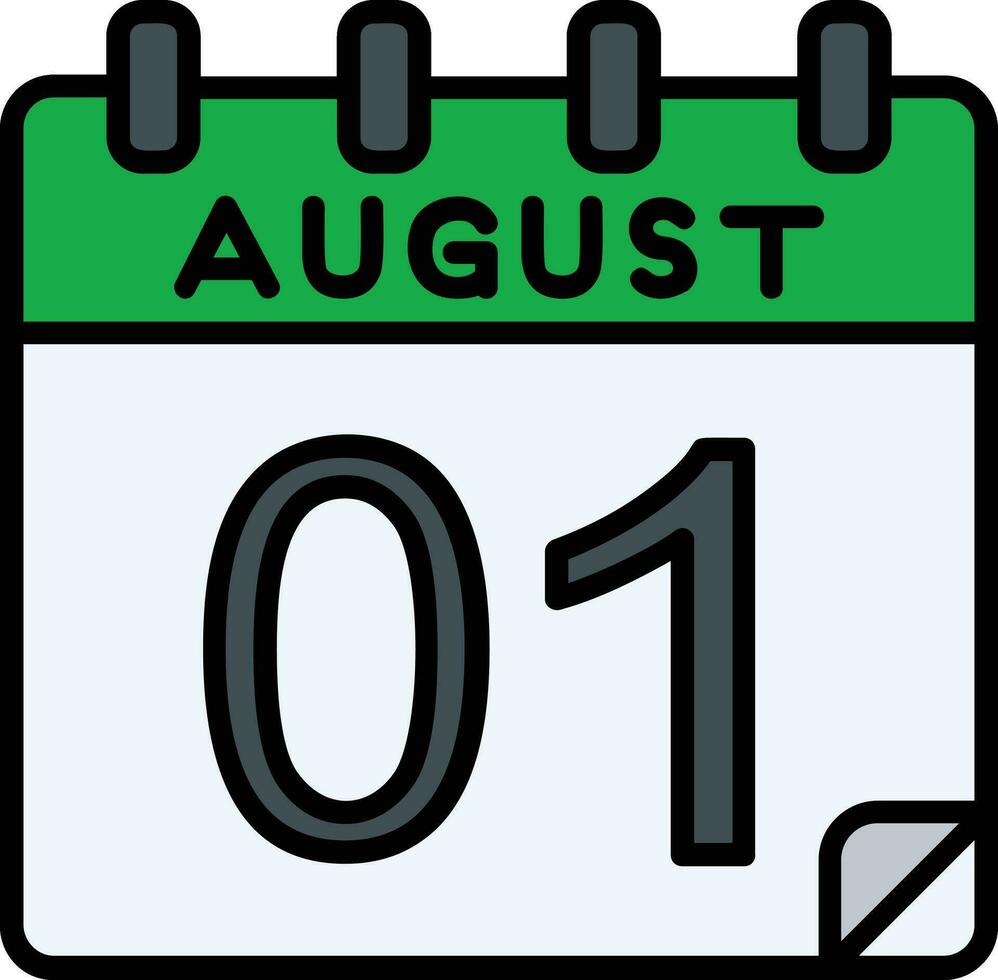 1 August Filled Icon vector