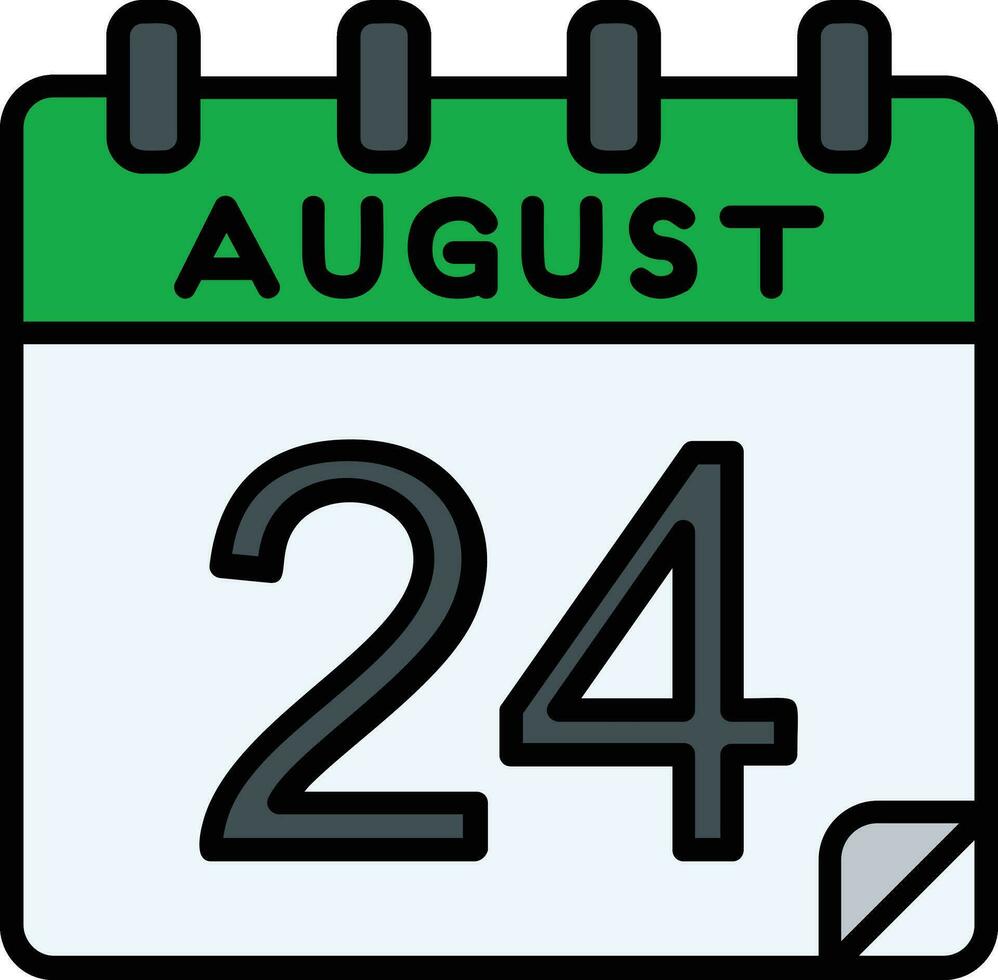 24 agosto lleno icono vector