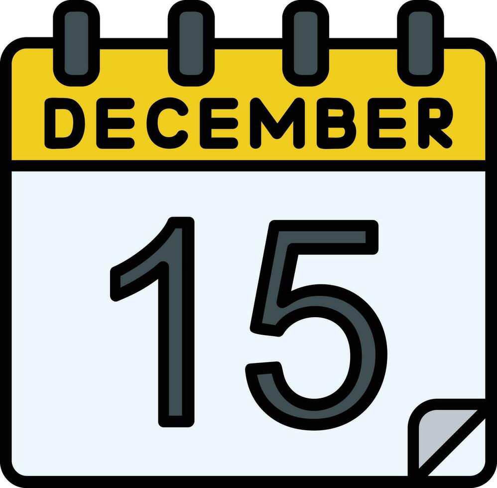 15 diciembre lleno icono vector