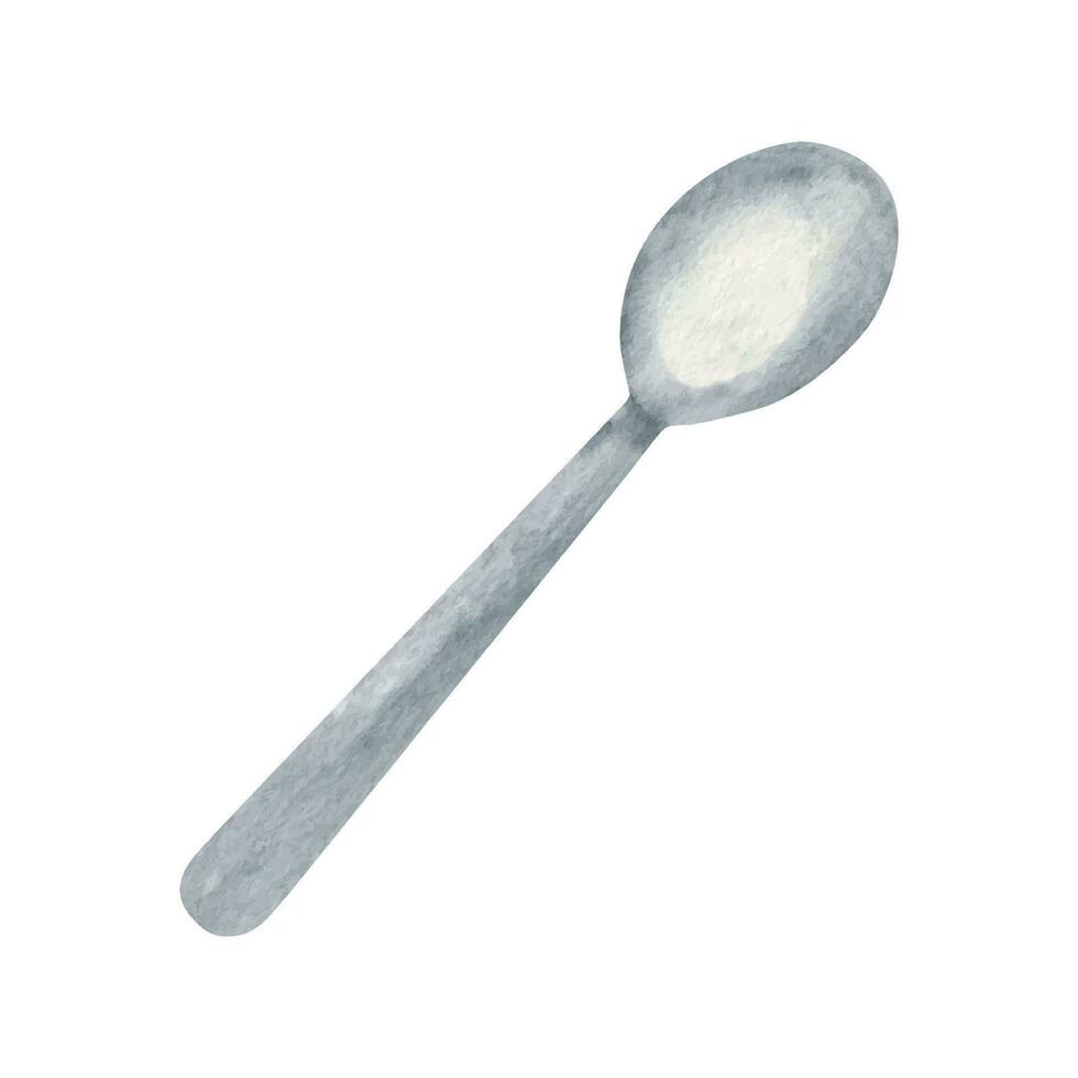 Hand drawn silverware.  Watercolor spoon clipart vector