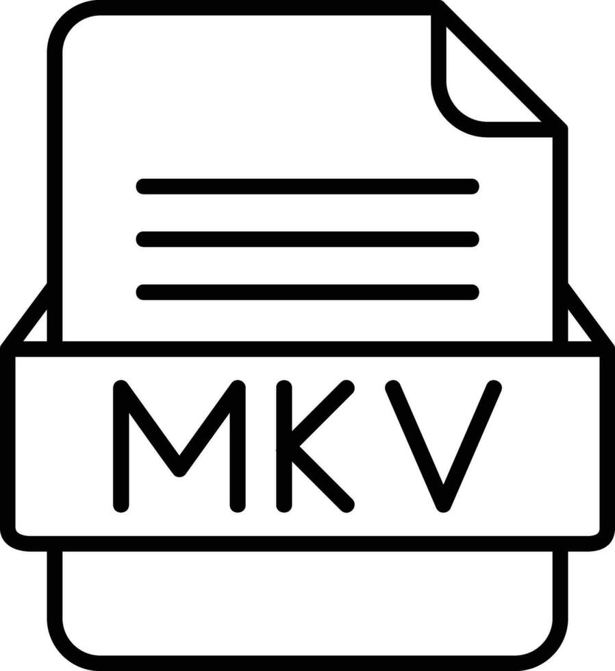 mkv archivo formato línea icono vector