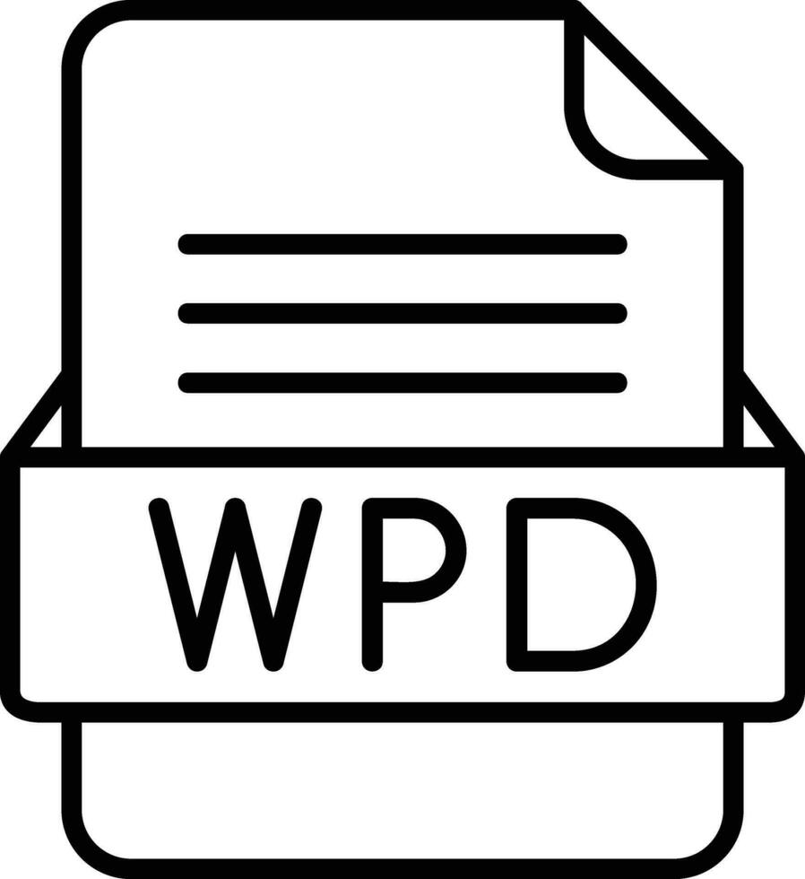 wpd archivo formato línea icono vector