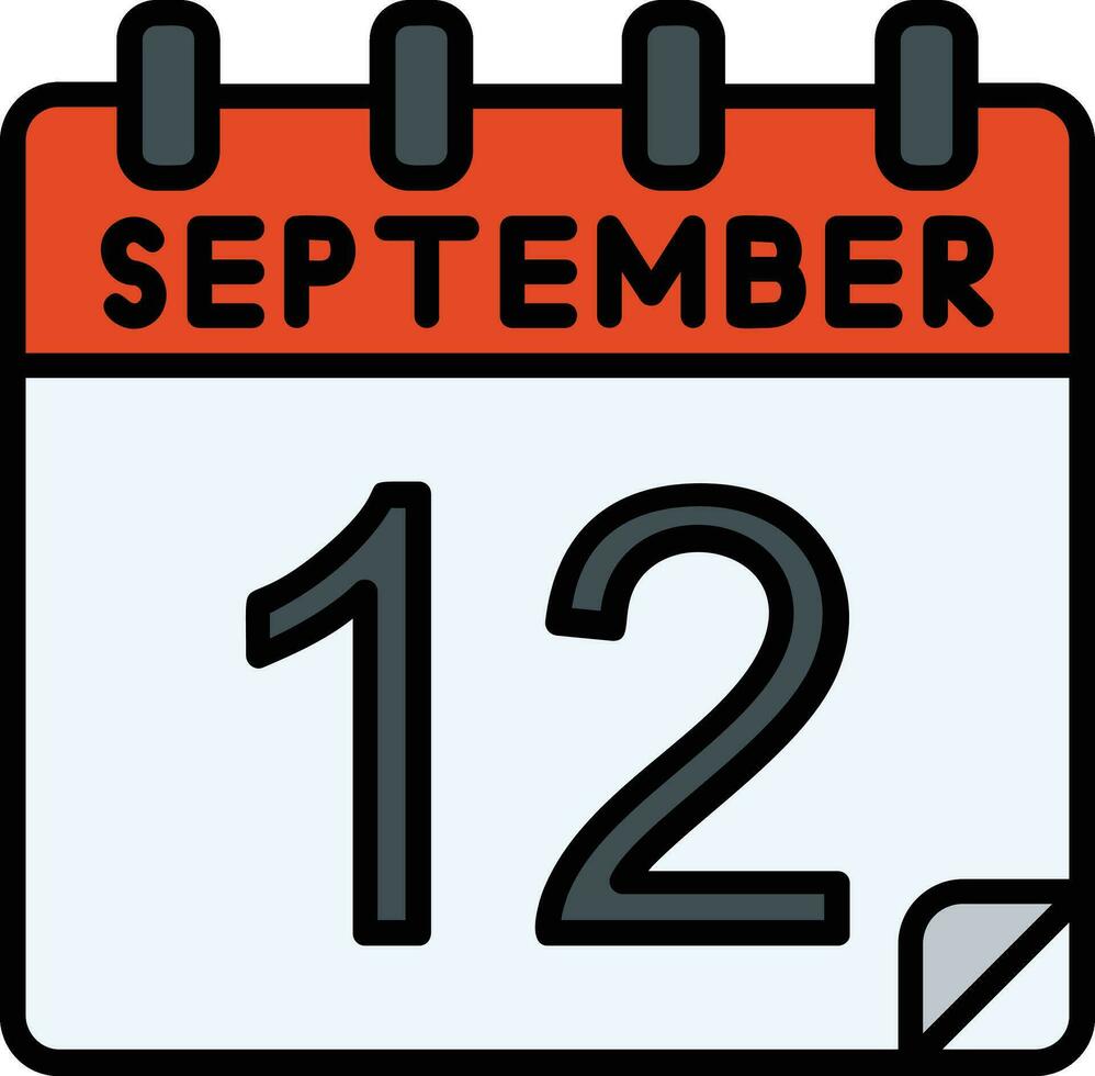 12 September Filled Icon vector