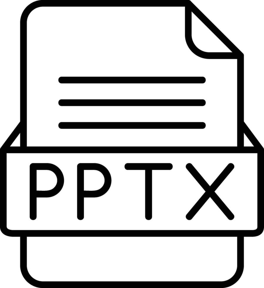 pptx archivo formato línea icono vector