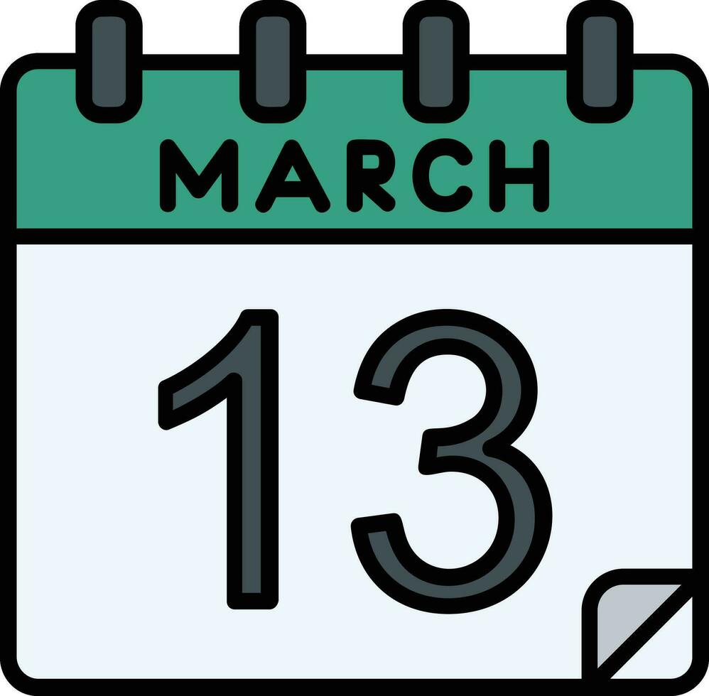 13 March Filled Icon vector