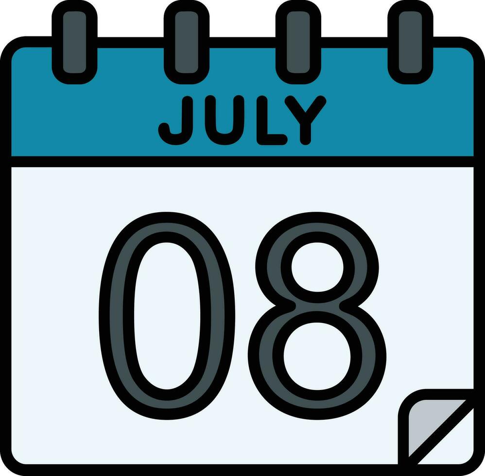 8 July Filled Icon vector
