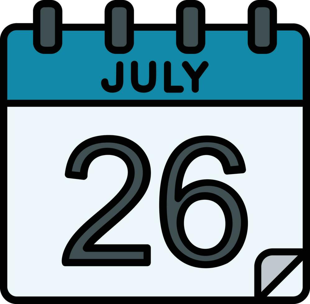 26 July Filled Icon vector