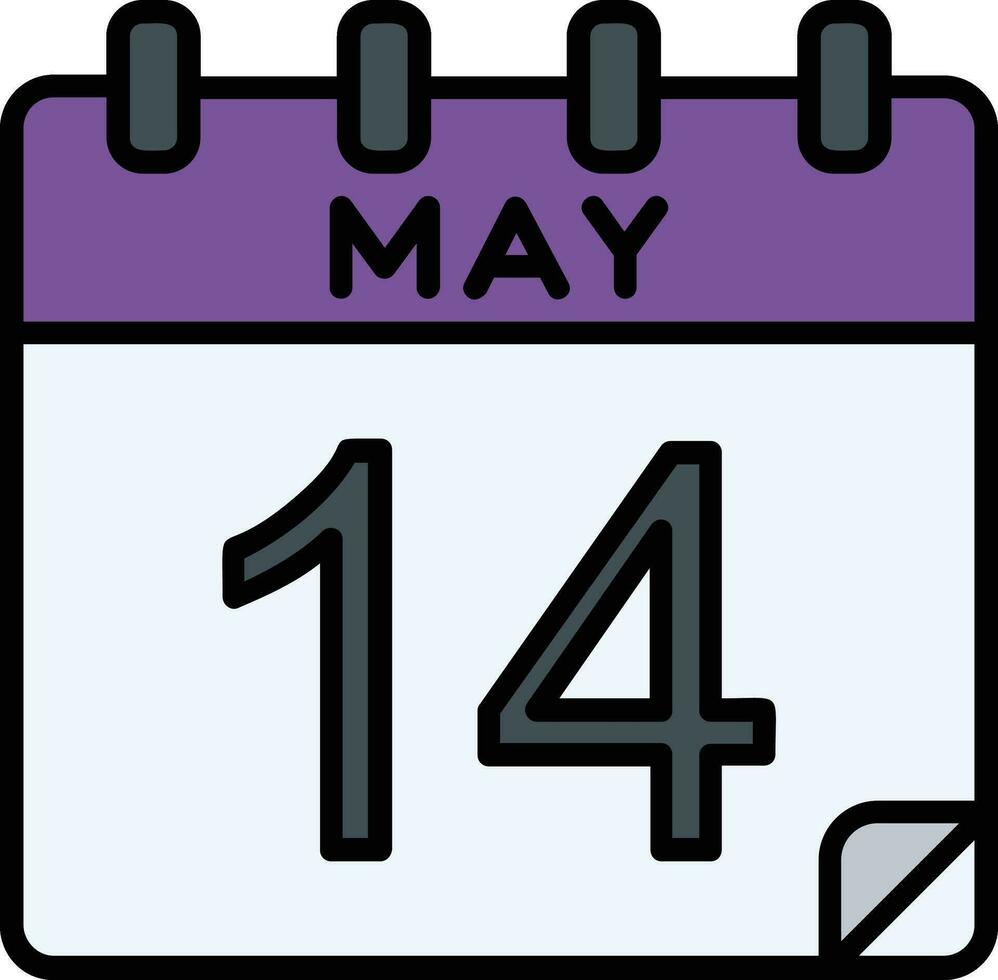 14 mayo lleno icono vector