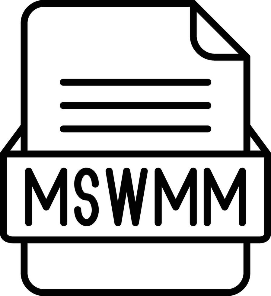 mswmm archivo formato línea icono vector