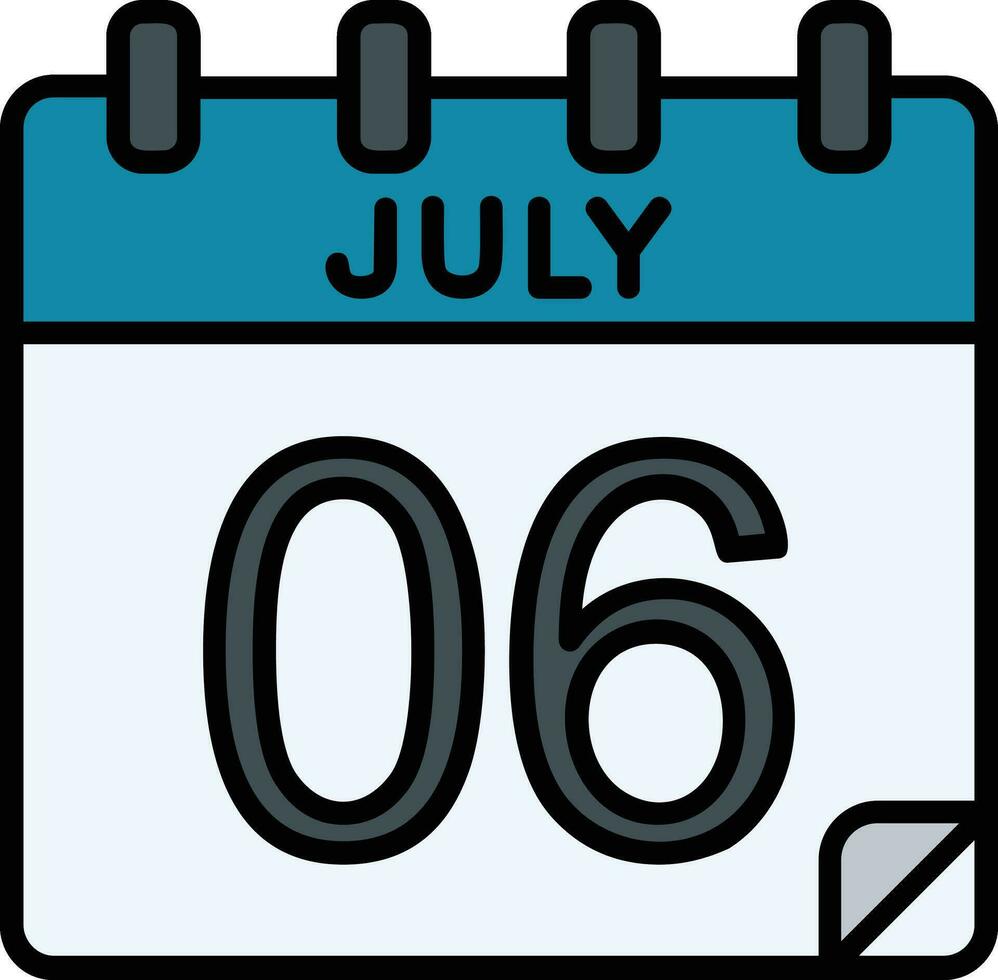 6 July Filled Icon vector