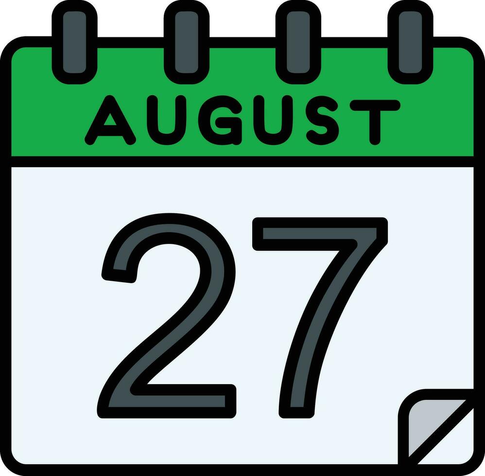 27 August Filled Icon vector