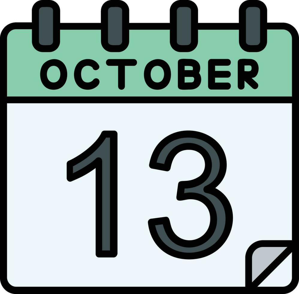 13 October Filled Icon vector