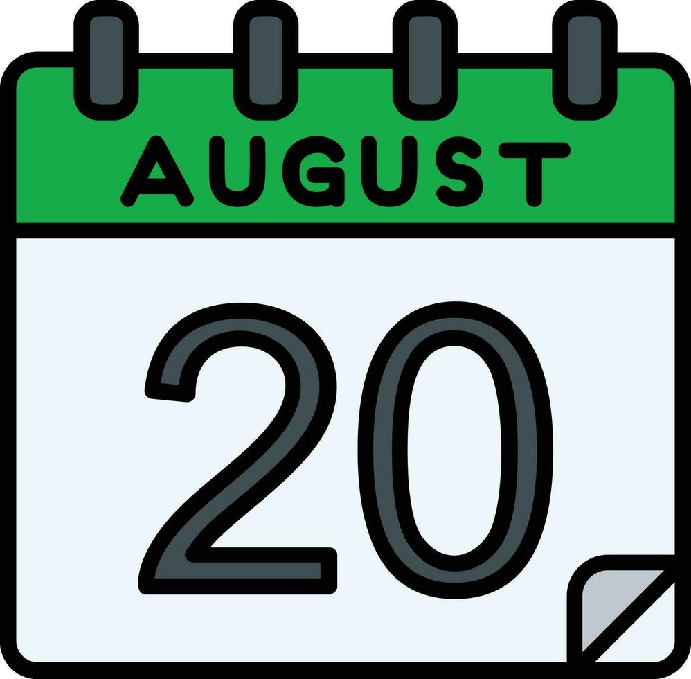 20 agosto lleno icono vector