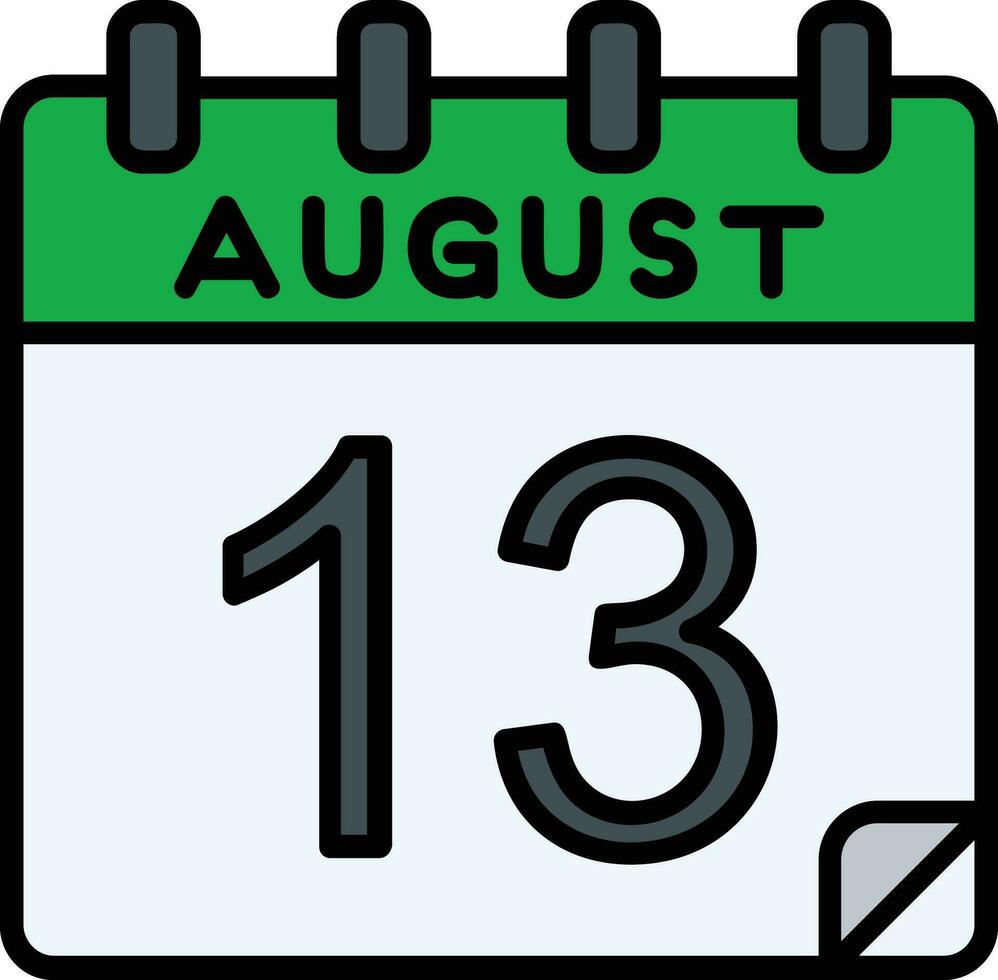 13 August Filled Icon vector