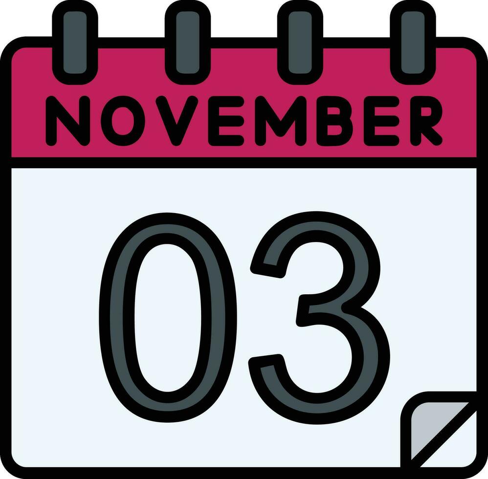 3 noviembre lleno icono vector