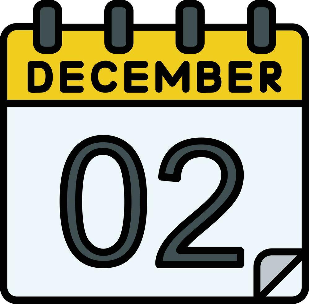 2 diciembre lleno icono vector