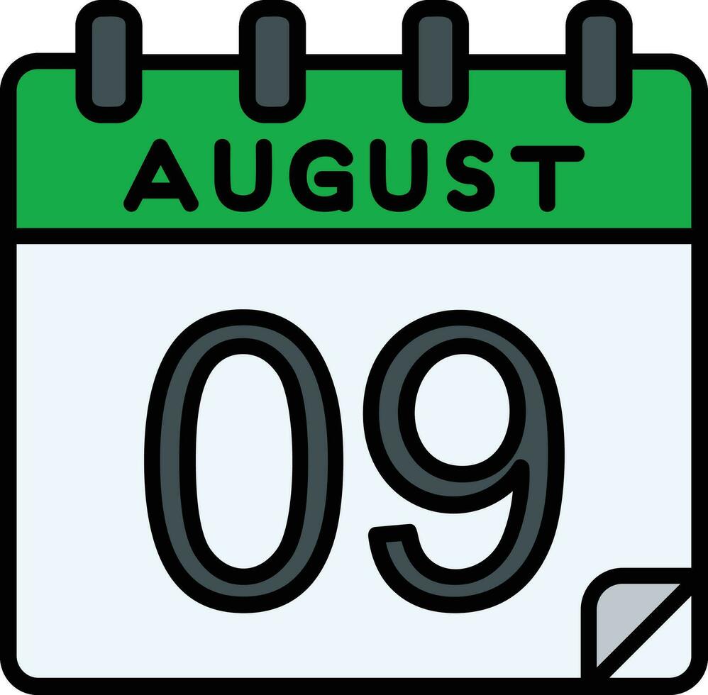 9 9 agosto lleno icono vector