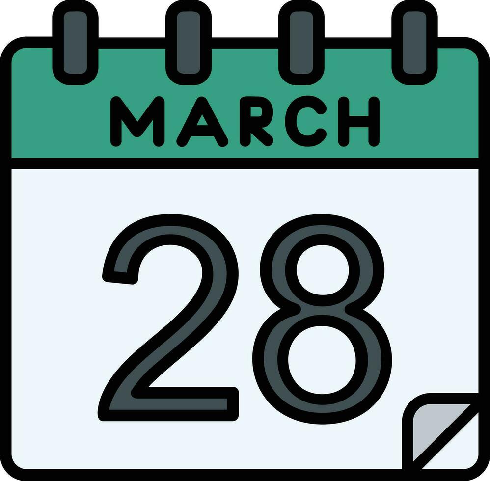 28 March Filled Icon vector
