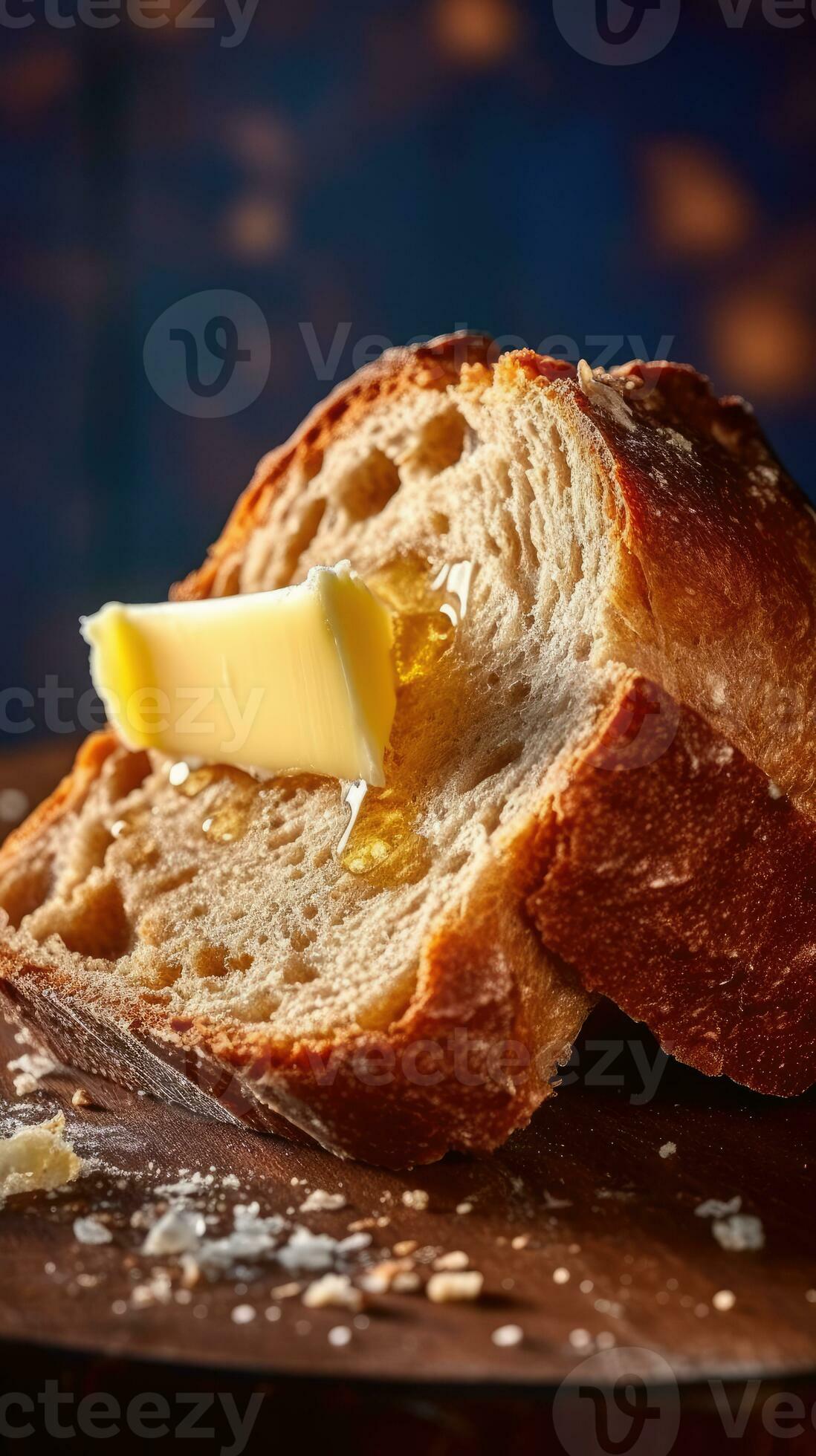 A slice of bread with butter and honey dripping down the side 28551203