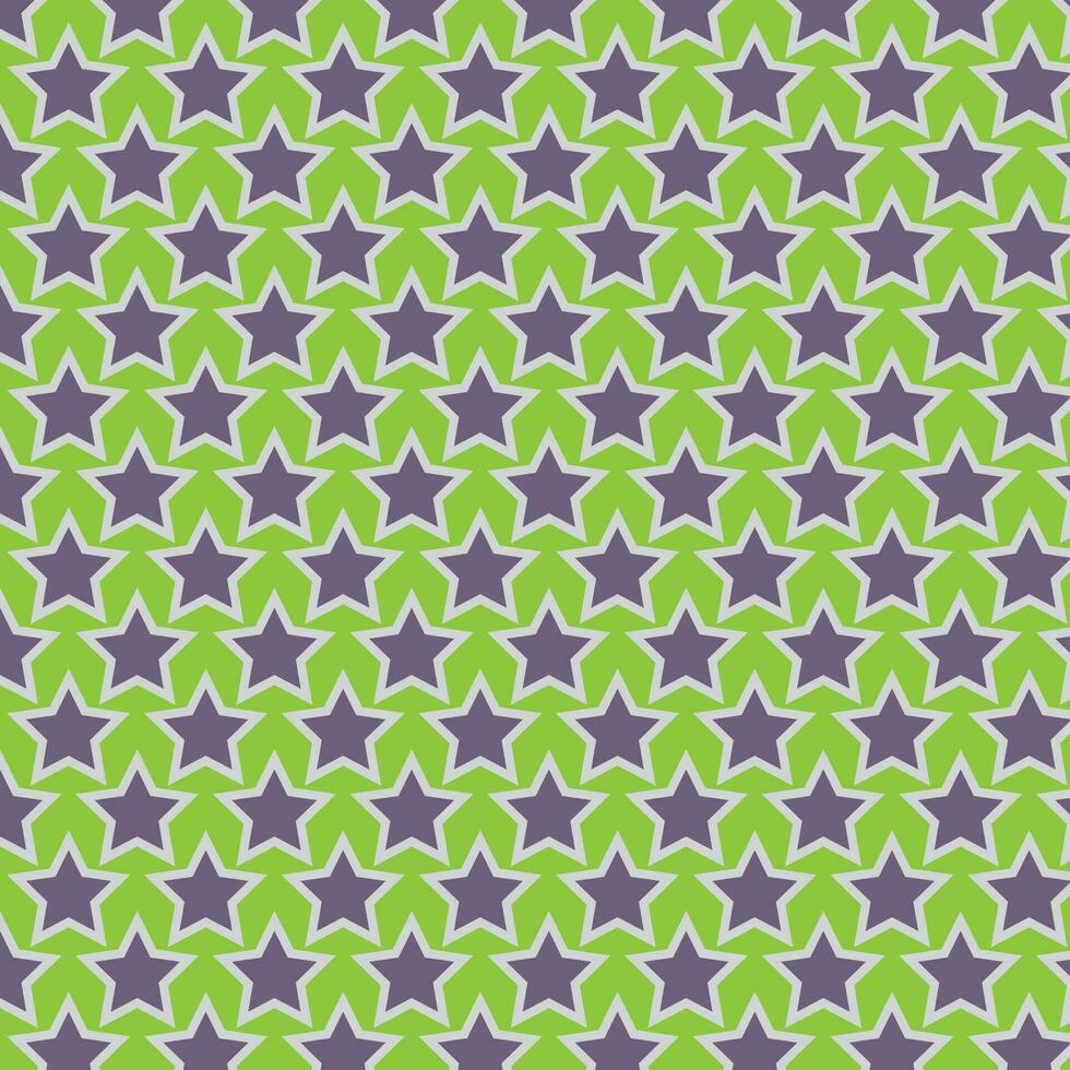 simple abstract seamlees grey fig color star wavy pattern on green color background vector