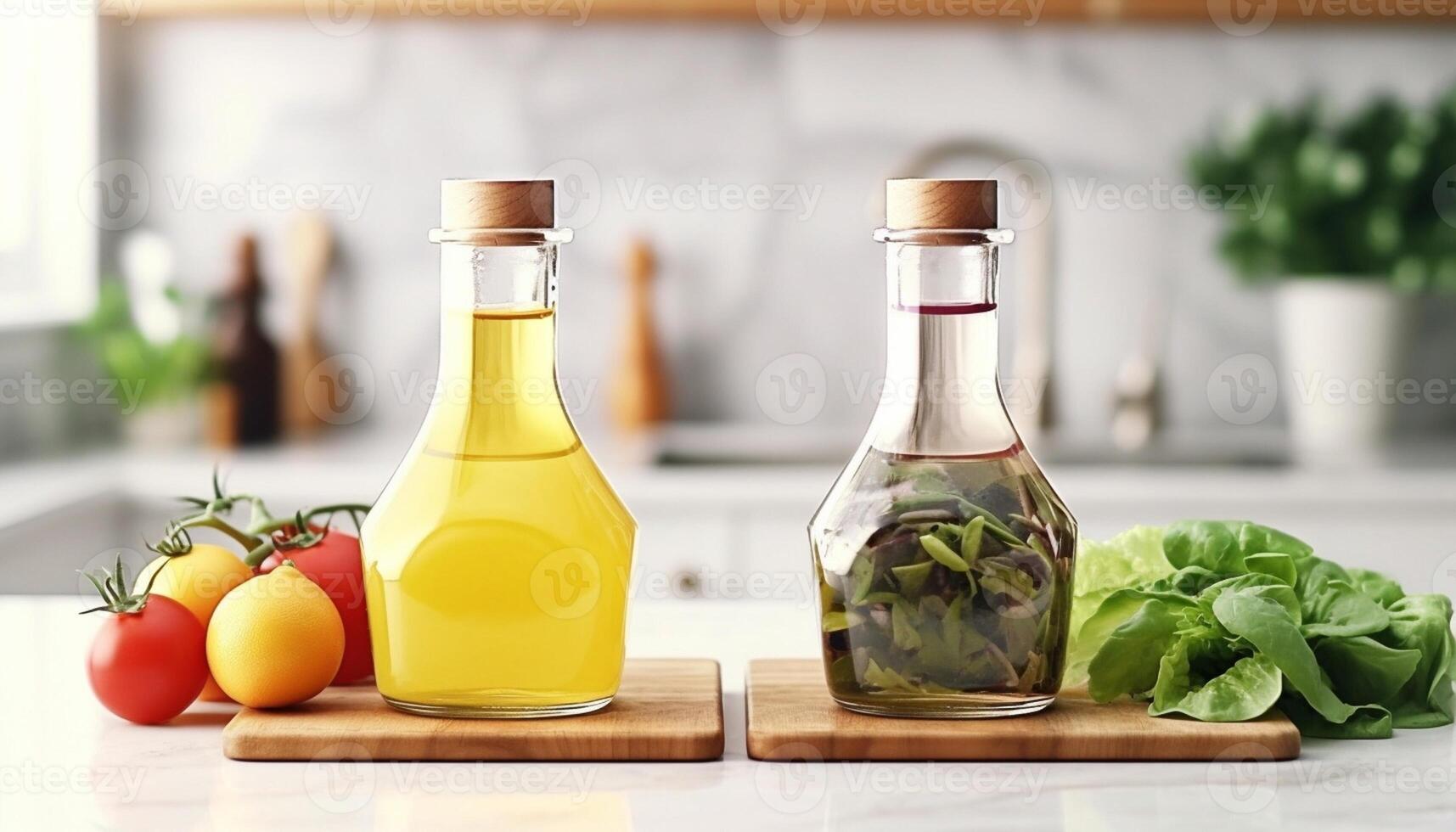 AI Generative bottle of homemade basic salad dressing made with olive