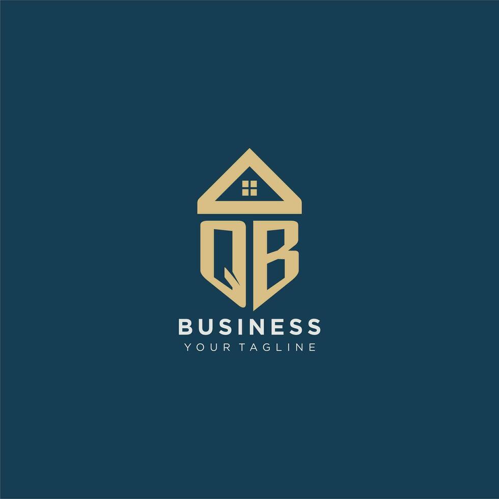 initial letter QB with simple house roof creative logo design for real estate company vector