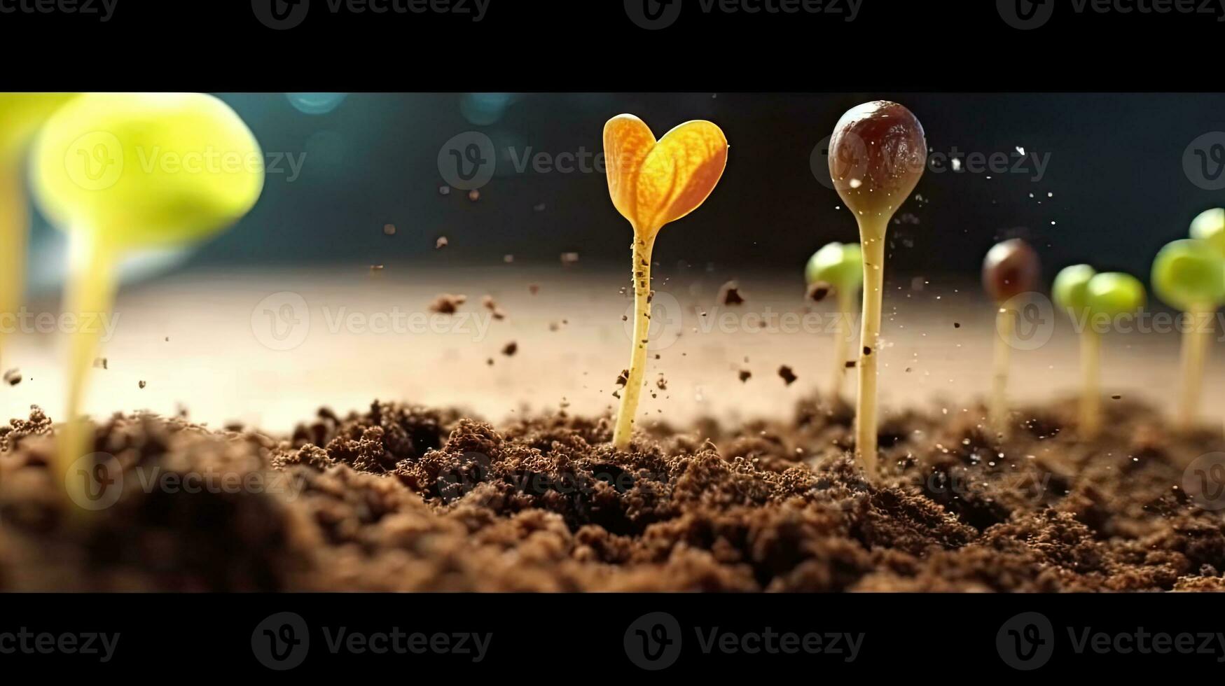 Germinating Seeds of Vegetable on the Earth in various seasons, AI Generated photo