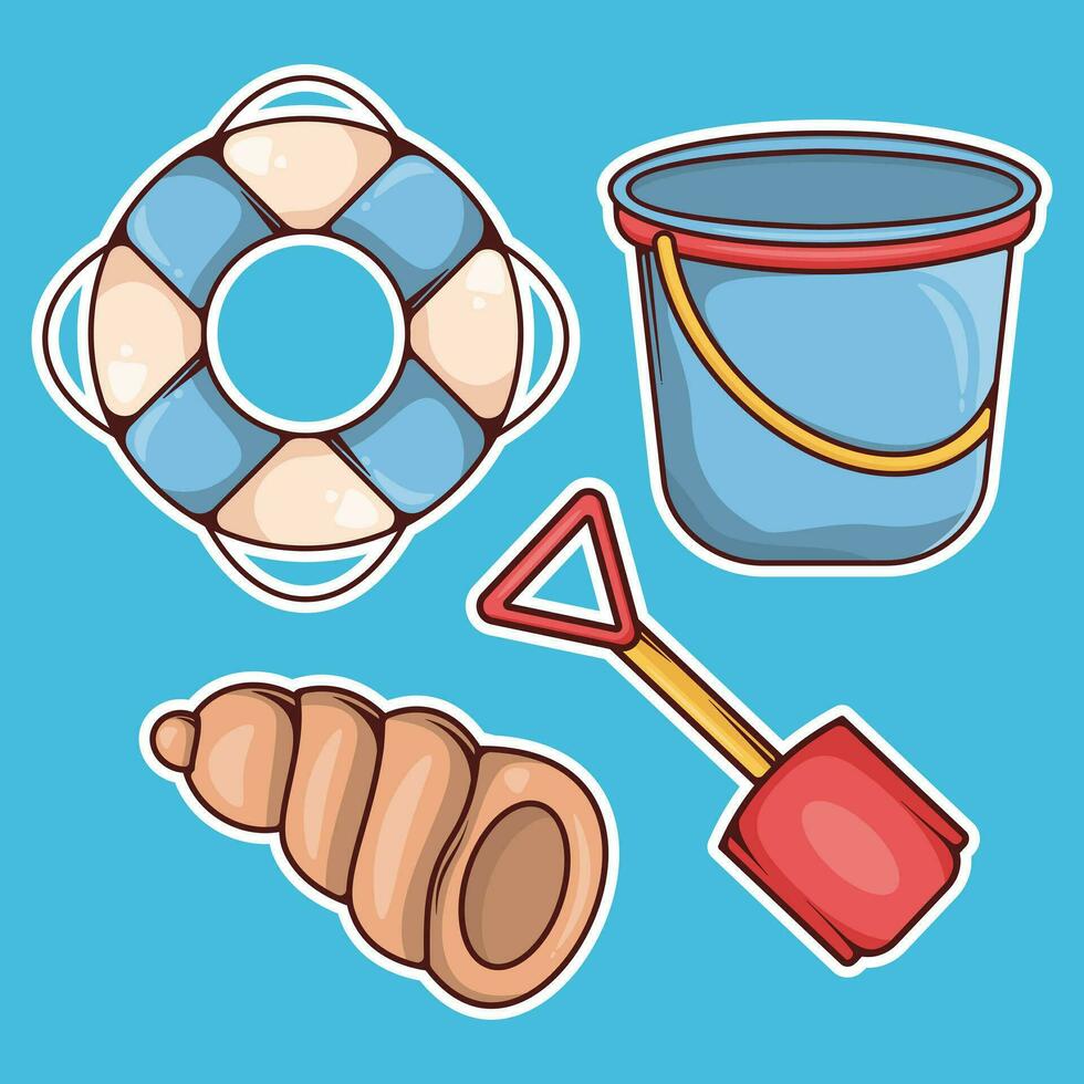 conjunto de playa accesorios vector ilustración