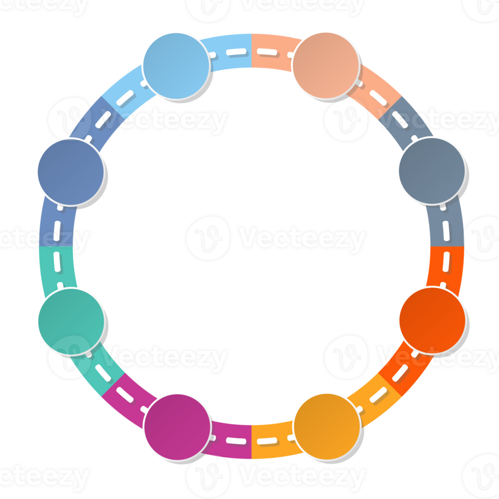 Road way infographic circle of 8 steps and business icons for finance process steps. png
