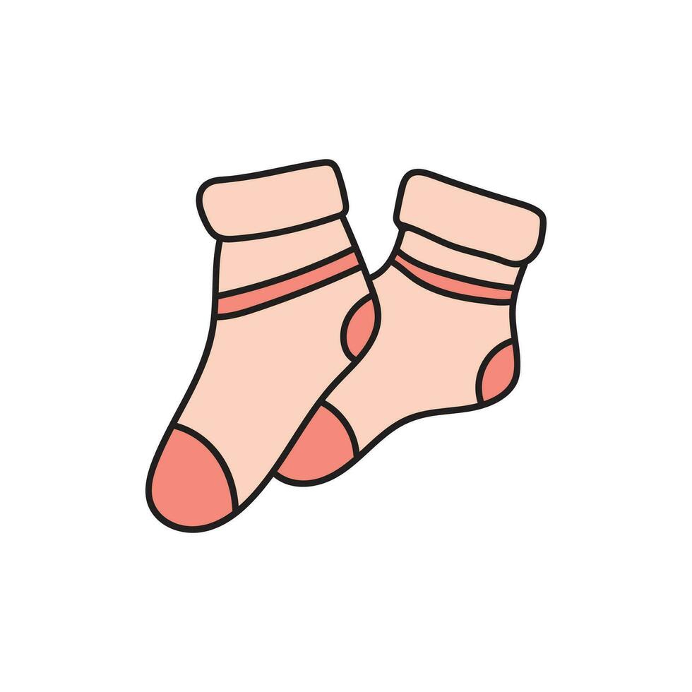 Kids drawing Cartoon Vector illustration socks Isolated on White Background