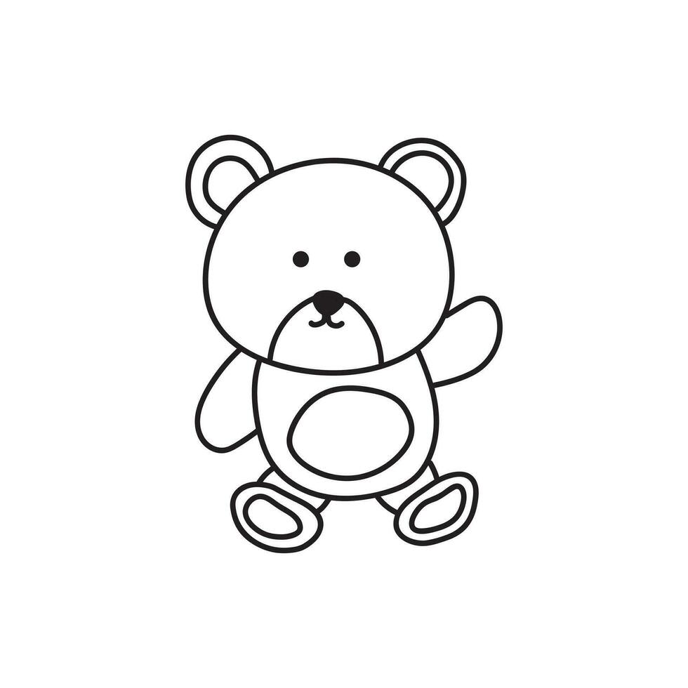 Hand drawn Kids drawing Cartoon Vector illustration baby bear icon Isolated on White Background