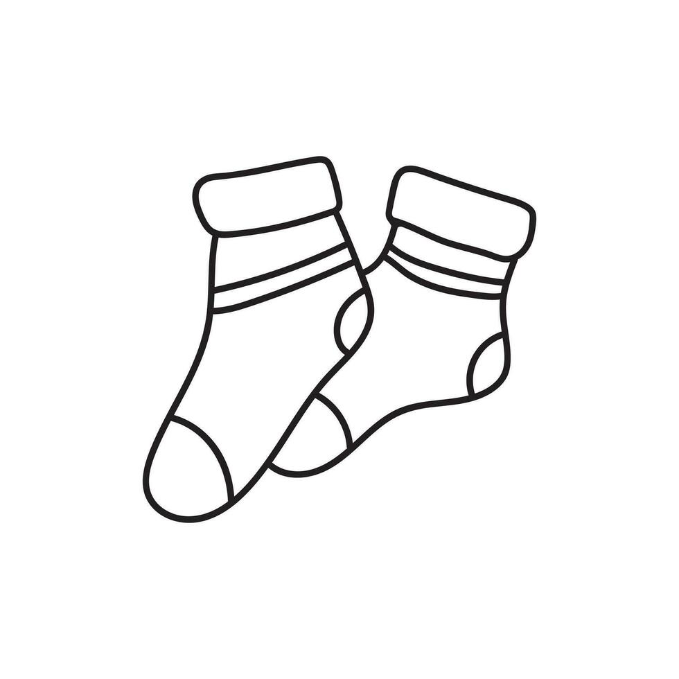 Hand drawn Kids drawing Cartoon Vector illustration socks Isolated on White Background